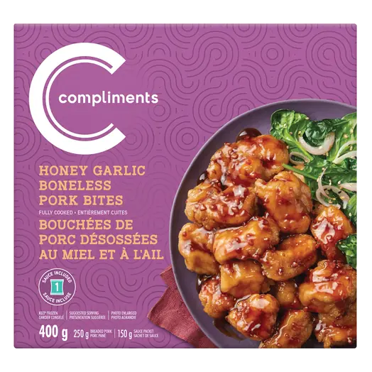 Frozen Boneless Pork Bites Honey Garlic 400 g