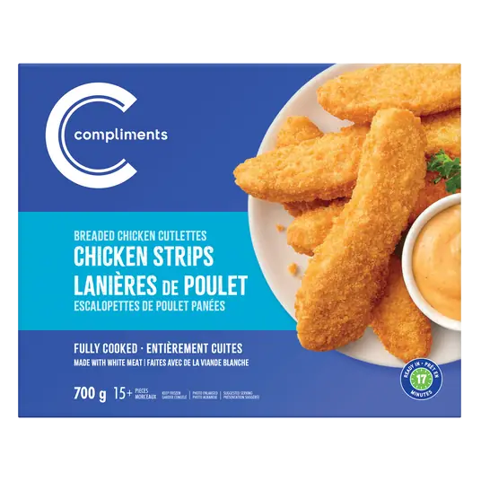 Frozen Breaded Fully Cooked Chicken Strips 700 g