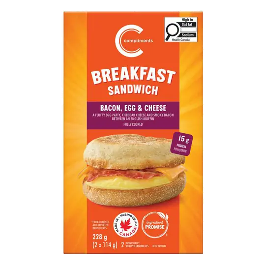 Frozen Breakfast Sandwich Bacon Egg & Cheese Muffin 228 g