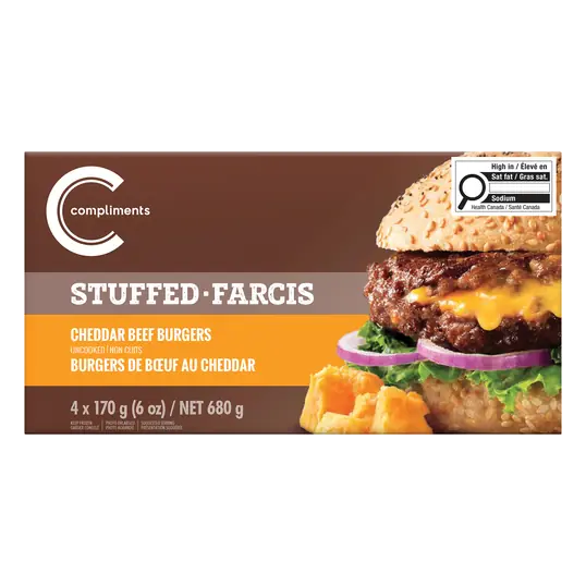 Frozen Burger Stuffed Cheddar Beef 680 g
