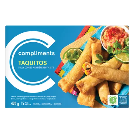 Frozen Chicken Poblano Peppers and Monterey Jack Cheese Taquitos 420 g