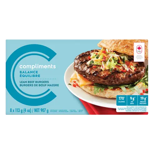 Frozen Lean Beef Burgers 8 Patties 907 g