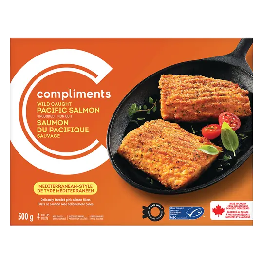 Frozen Wild Caught Pacific Salmon Mediterranean-Style 500 g