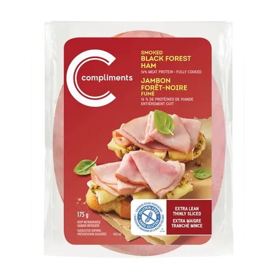 Gluten-Free Thin Sliced Meat Smoked Black Forest Ham 175 g