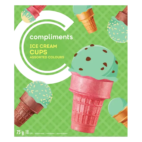 Ice Cream Cups Assorted Colours 18 Pack 65 g