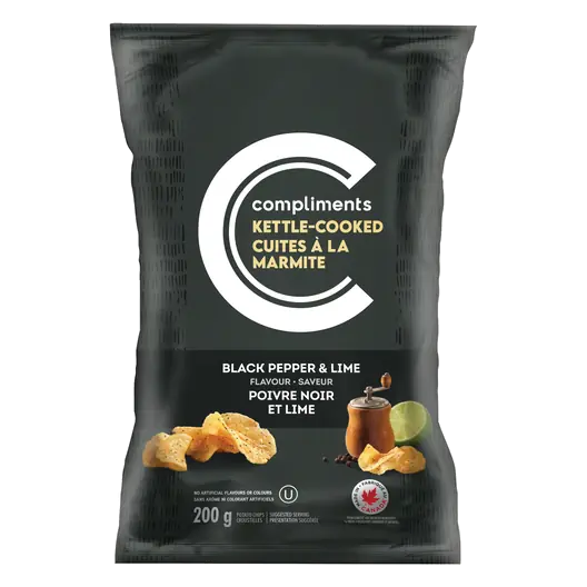 Kettle Cooked Potato Chips Black Pepper & Lime 200 g