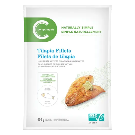 Naturally Simple Frozen Tilapia Fillets 400 g