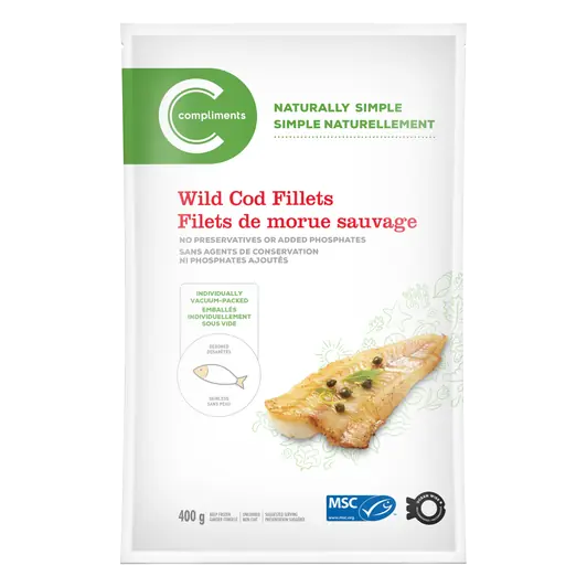 Naturally Simple Frozen Wild Cod Fillets 400 g