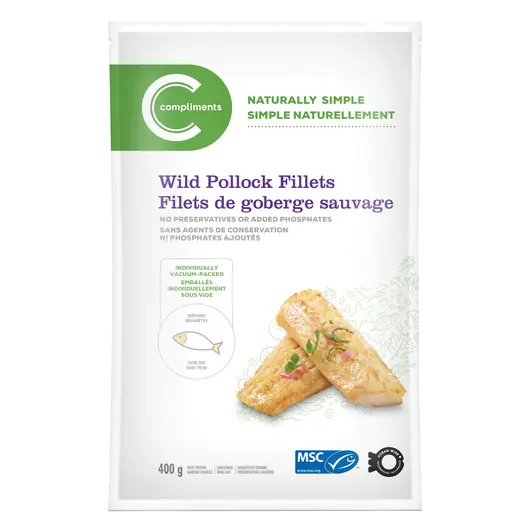 Naturally Simple Frozen Wild Pollock Fillets 400 g