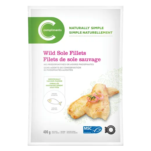 Naturally Simple Frozen Wild Sole Fillets 400 g