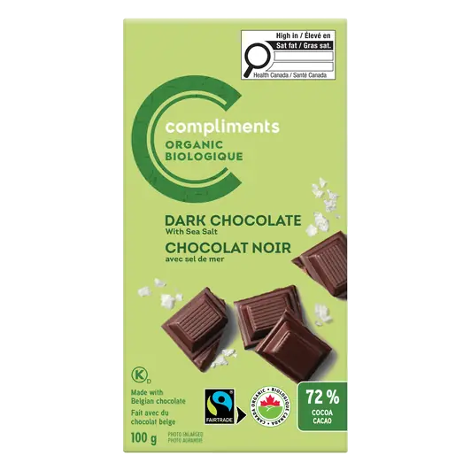 Organic Dark Chocolate Bar With Sea Salt 100 g