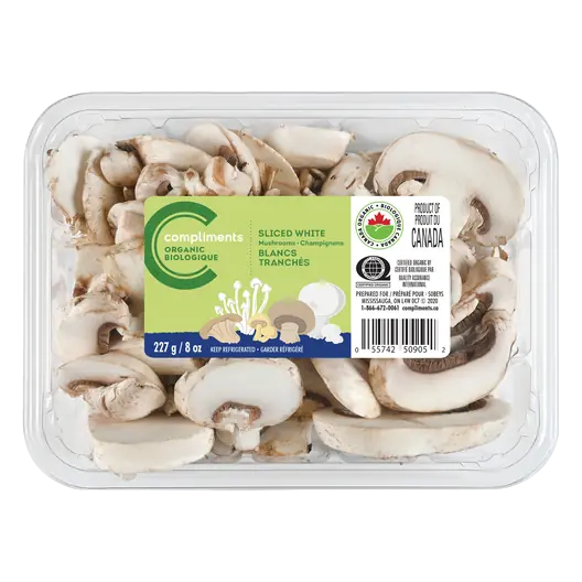 Organic Mushrooms Sliced White 227 g