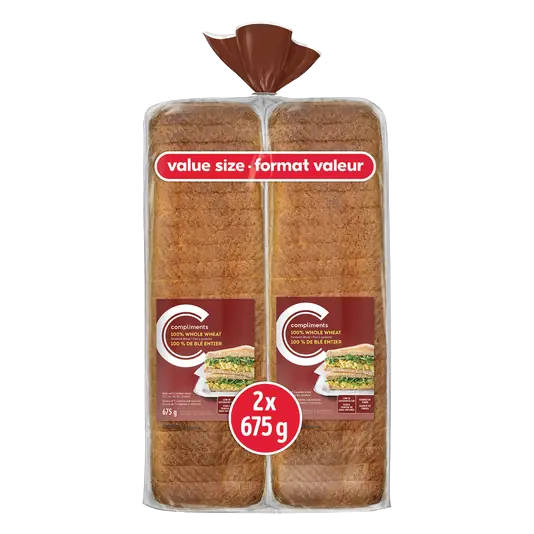 Sandwich Bread Whole Wheat 2 x 675 g