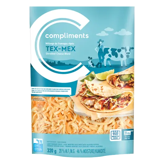 Shredded Cheese Blend Light Tex Mex 320 g