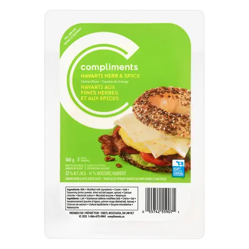 Sliced Cheese Havarti Herb & Spice 8 Slices 160 g