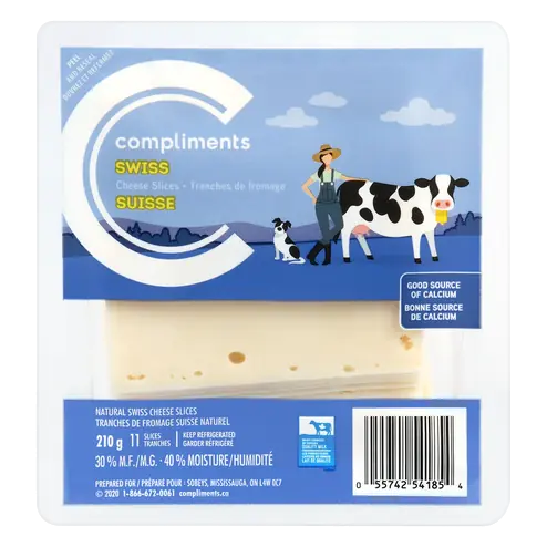 Sliced Cheese Swiss 11 Slices 210 g