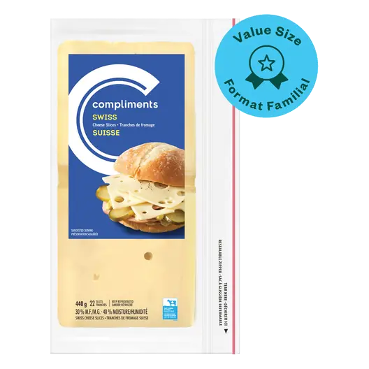 Sliced Cheese Swiss 22 Slices 440 g