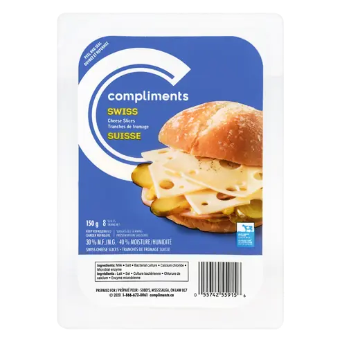 Sliced Cheese Swiss 8 Slices 150 g