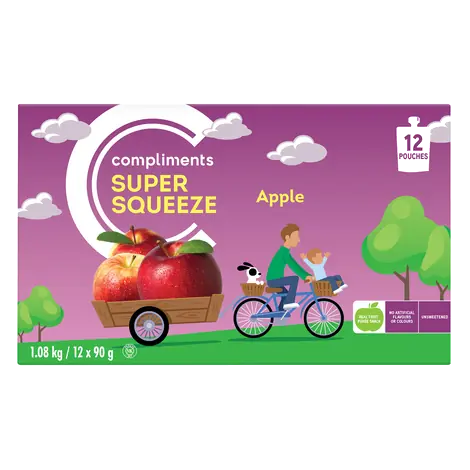 Super Squeeze Apple Snack Pouch Unsweetened 12 x 90 g