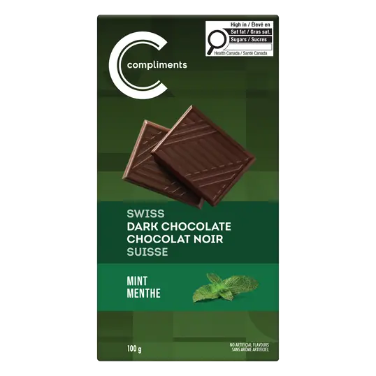 Swiss Dark Chocolate Bar Mint 100 g