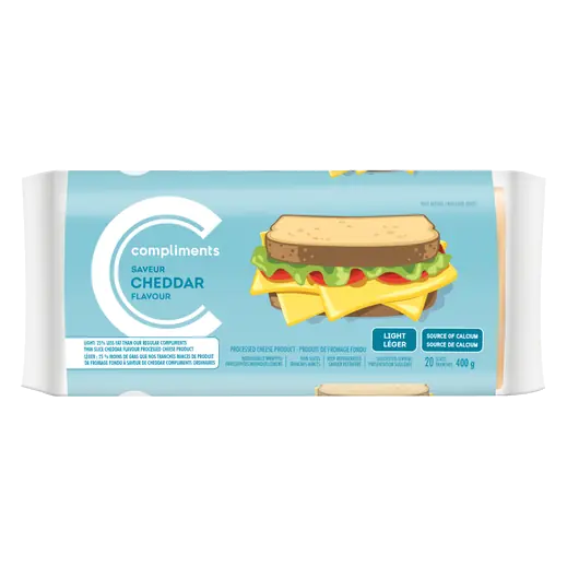 Thin Sliced Process Cheese Light Cheddar 20 Slices 400 g