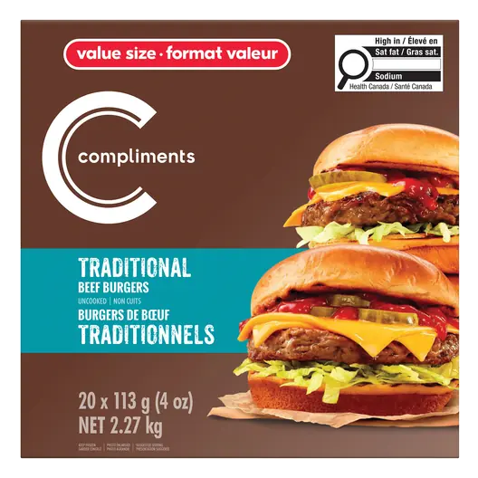 Frozen Beef Burger Traditional 20 Patties 2.27 kg