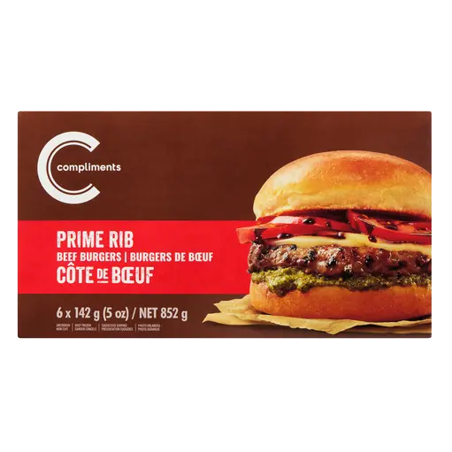 Frozen Beef Burgers Prime Rib 6 x 142 g