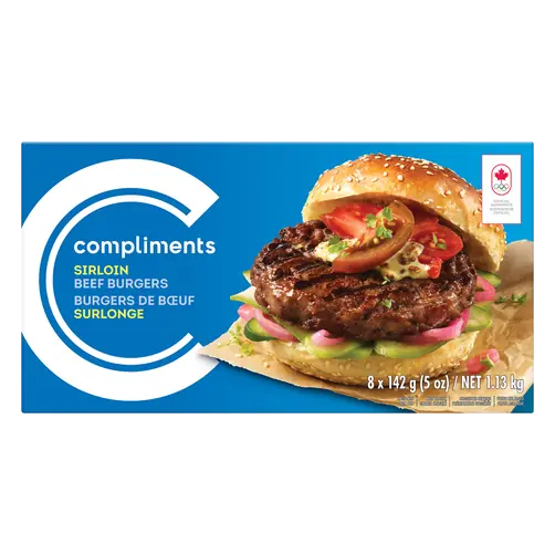 Frozen Beef Burgers Sirloin 8 Patties 1.13 kg