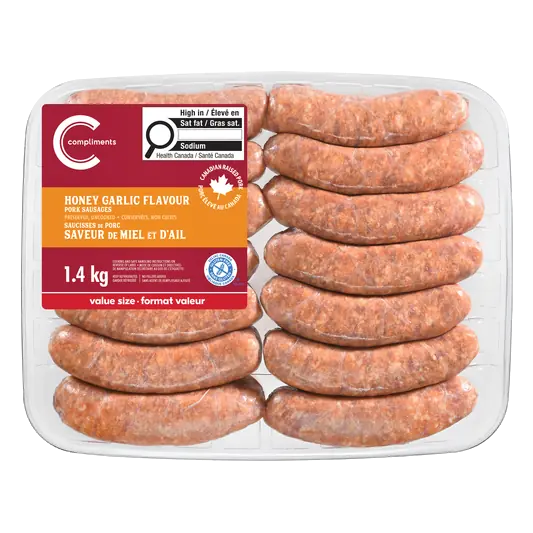 Frozen Pork Sausage Honey Garlic 1.4 kg