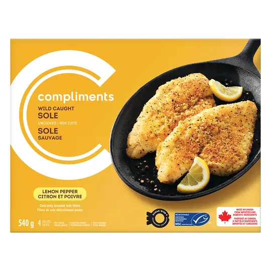 Frozen Wild Caught Sole Fillets Lemon Pepper 540 g