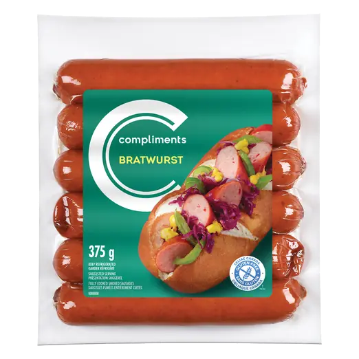 Gluten-Free Fully Cooked Sausage Smoked Bratwurst 375 g