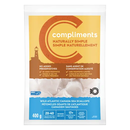 Frozen Atlantic Canada Wild Sea Scallops 400 g