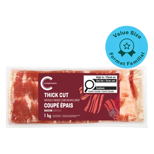 Naturally Smoked Bacon Thick Cut 1 kg