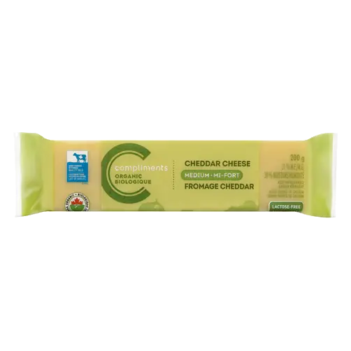 Organic Cheese Cheddar Medium 200 g