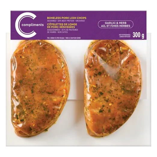Pork Loin Chop Boneless Garlic & Herb 300 g