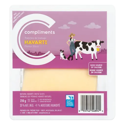 Sliced Cheese Havarti 11 Slices 210 g