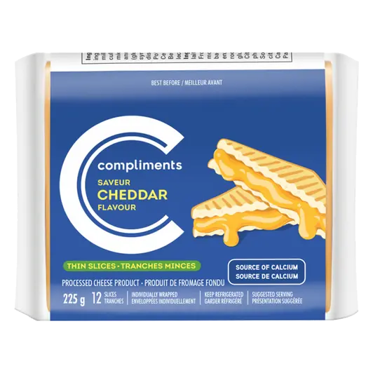 Thin Sliced Process Cheese Cheddar 12 Slices 225 g