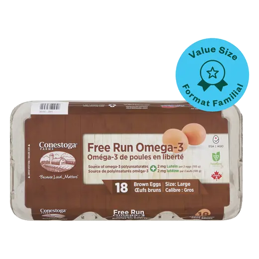 Omega 3 Eggs Free Run Large Value Size 18 Count