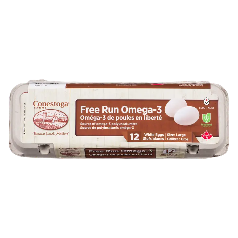 Omega 3 White Eggs Free Run Large 12 Count
