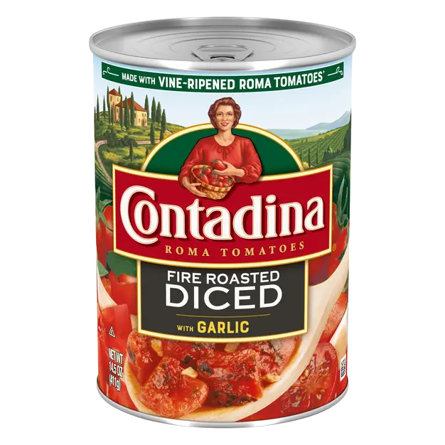 Fire Roasted Diced Roma Tomatoes with Roasted Garlic