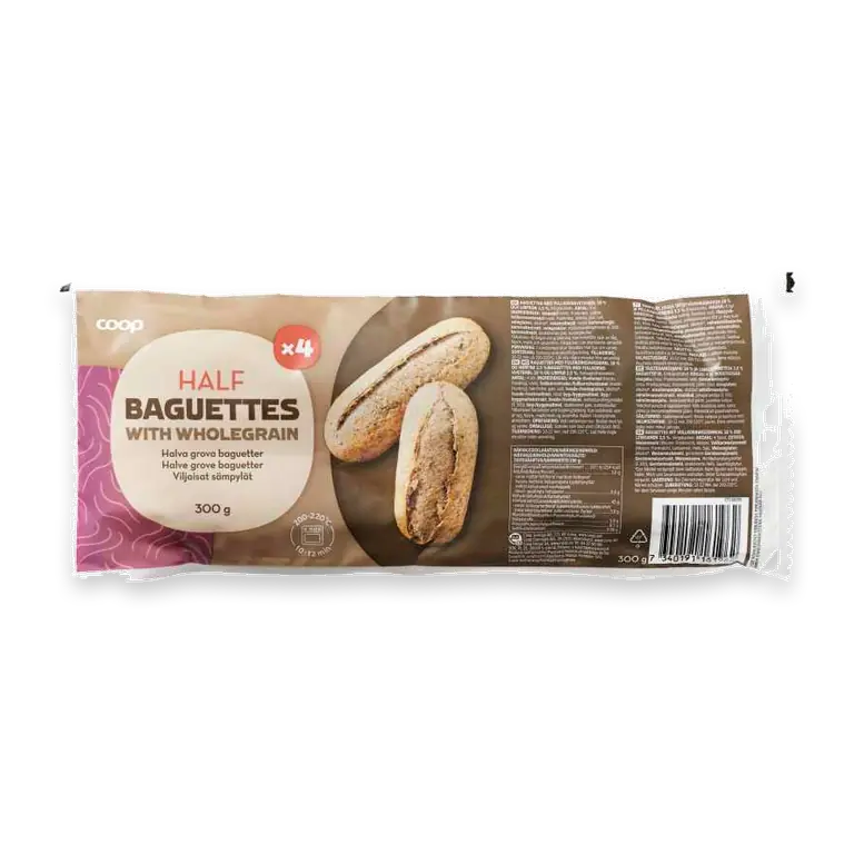 Baguetter Halva Grova 4-pack