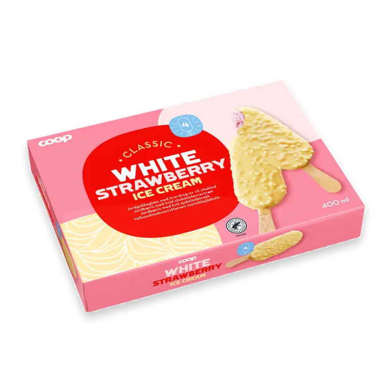 Glasspinnar White strawberry 4-pack