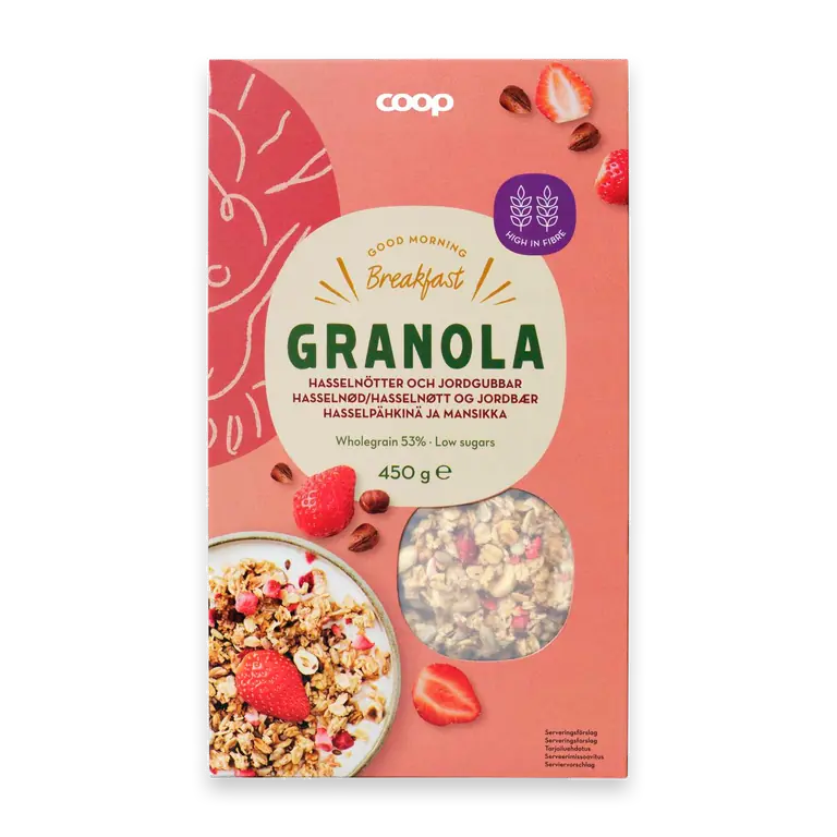 Granola Hasselnötter & jordgubbar