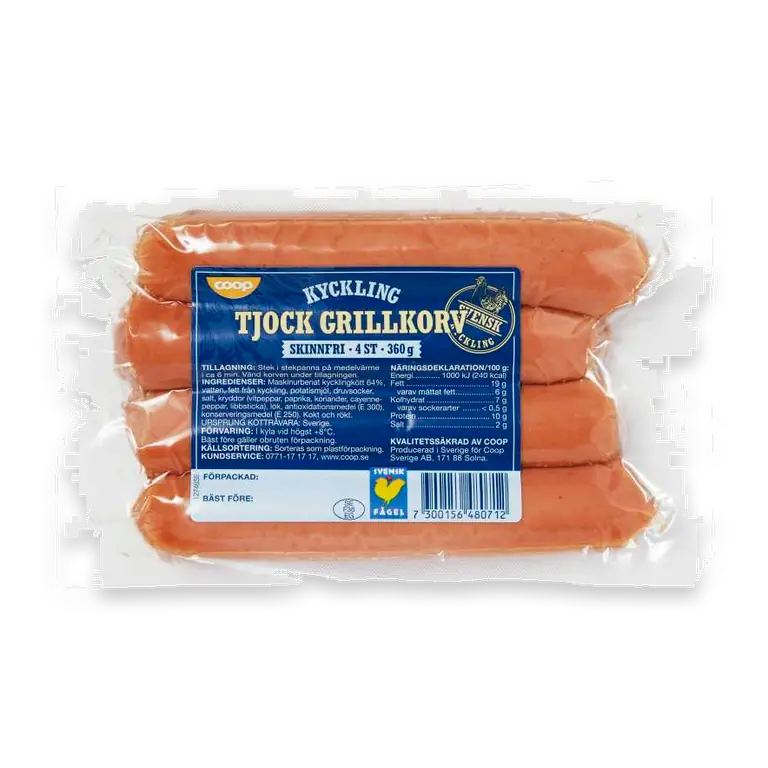 Grillkorv Kyckling Tjock