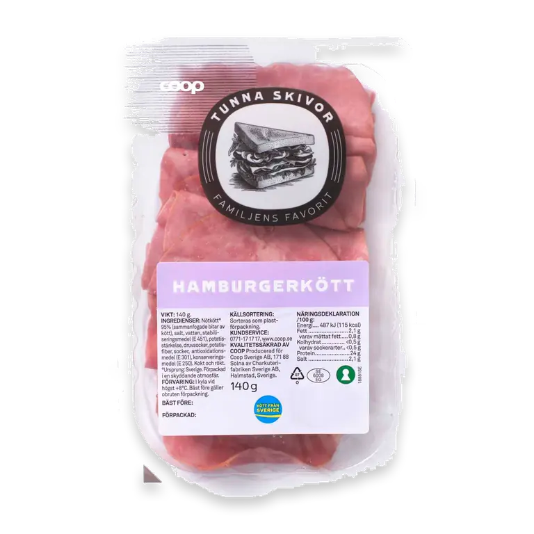Hamburgerkött Tunna skivor