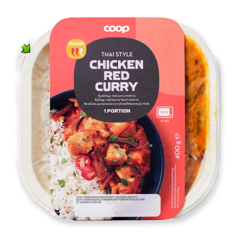 Kyckling i röd currysås med ris