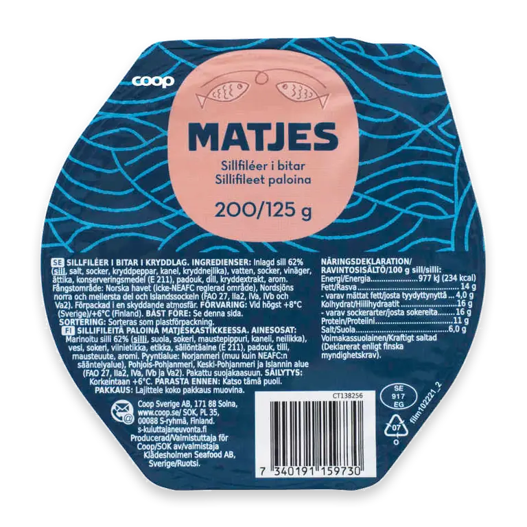Matjessill i bitar