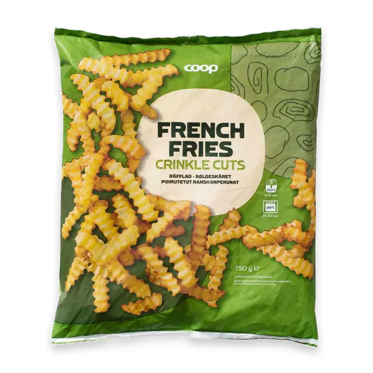 Pommes frites vågskurna