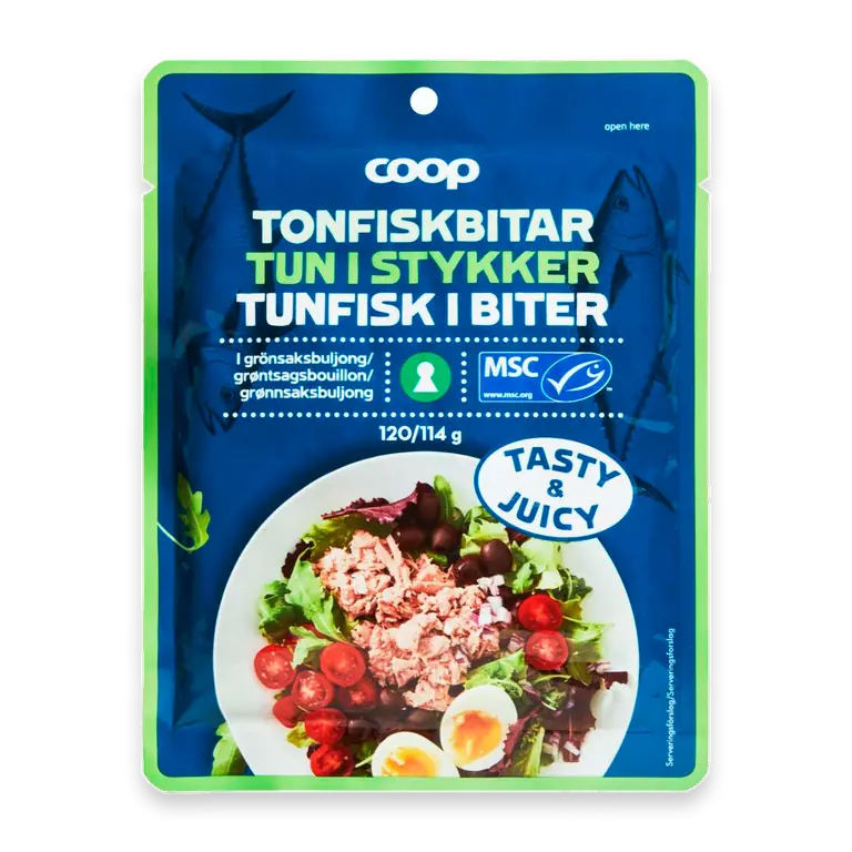 Tonfiskbitar i grönsaksbuljong