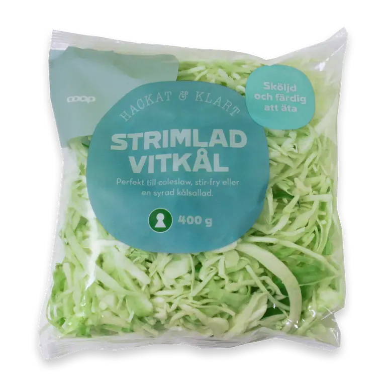 Vitkål strimlad